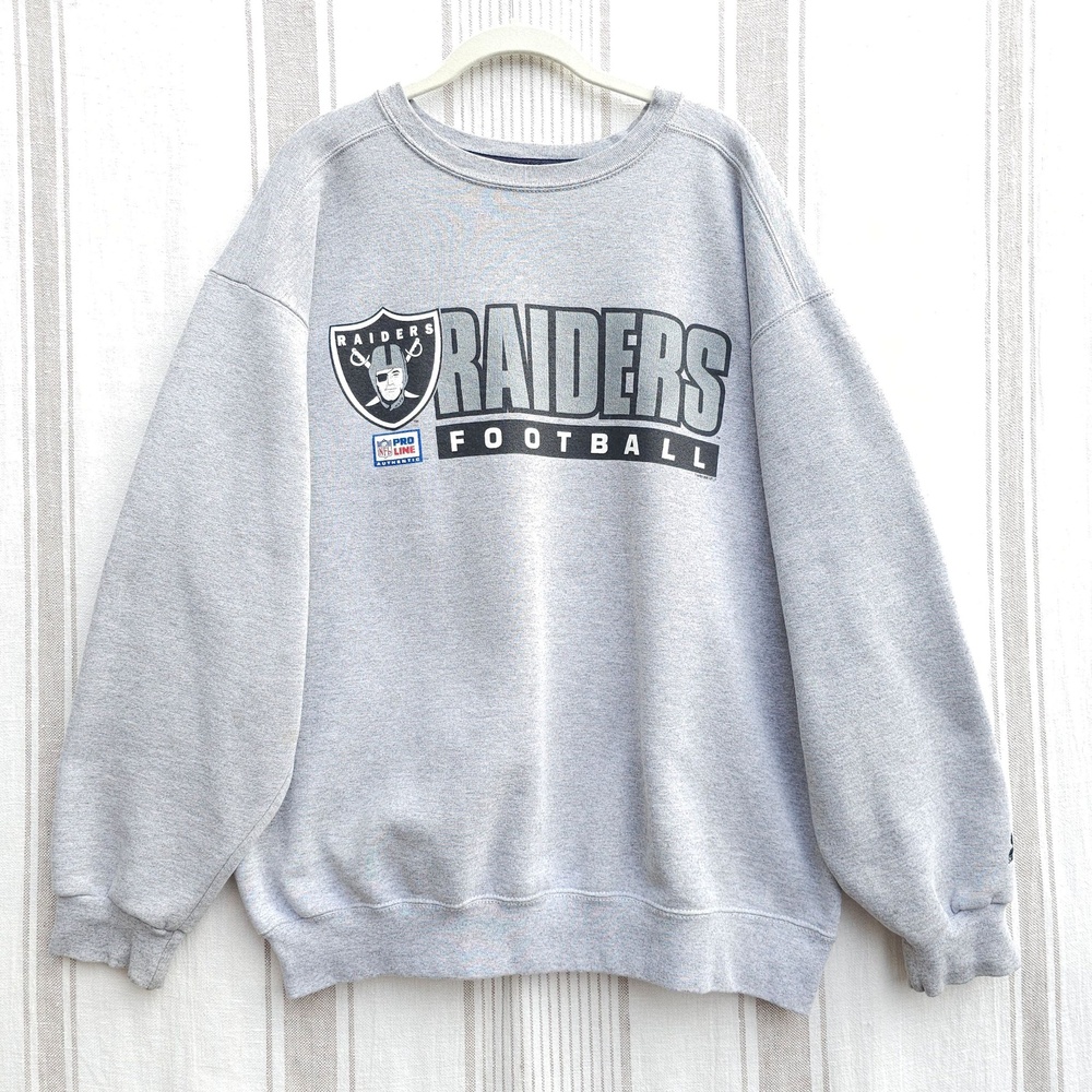 Vintage Raiders Sweatshirt Mens XL Gray NFL Football Starter Pro Line USA 90s